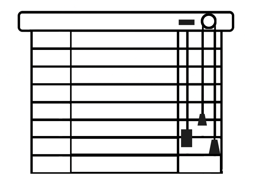 Obracanie oraz podnoszenie i opuszczanie lamel po prawej